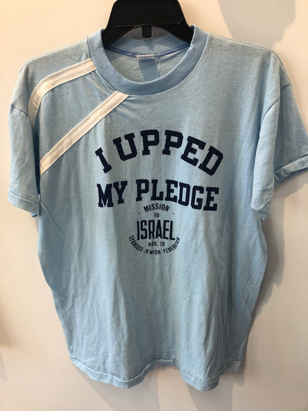 Vintage Sky Blue Champion Israel Syracuse Jewish Federation T Shirt Fits like Large Made in USA
