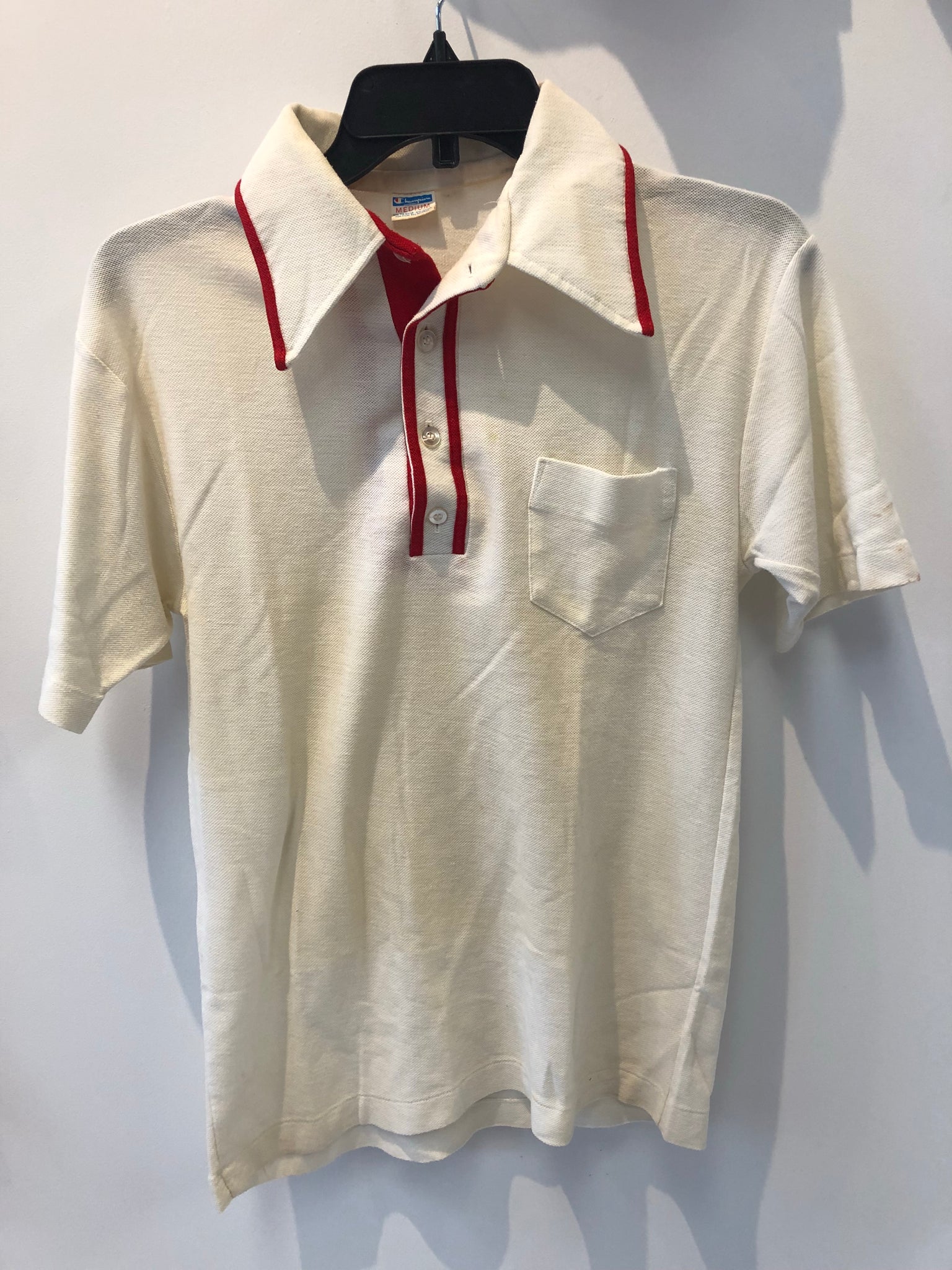 Vintage Champion White Tag S/S Polo Made in USA Fits a Small