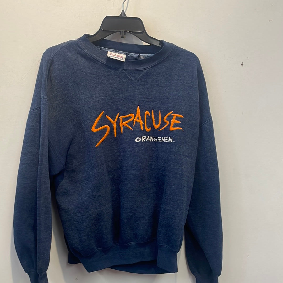 Vintage Blue Syracuse Orangemen Crazy Font Sweatshirt Large SS813