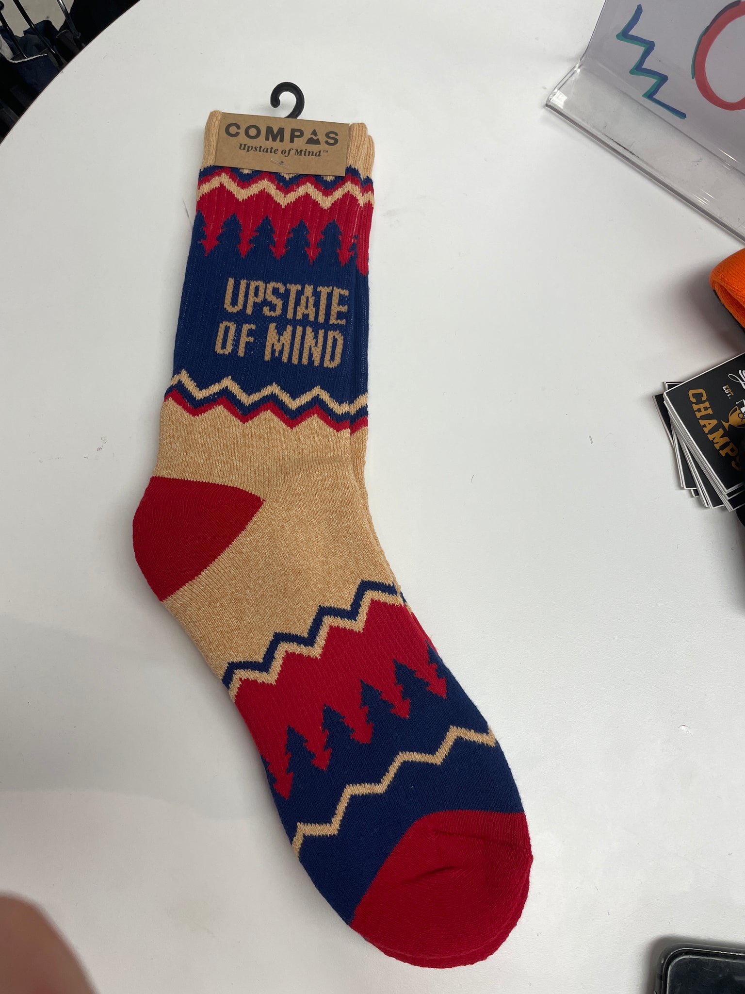 Upstate of Mind Winter Socks - Navy/Red One Size