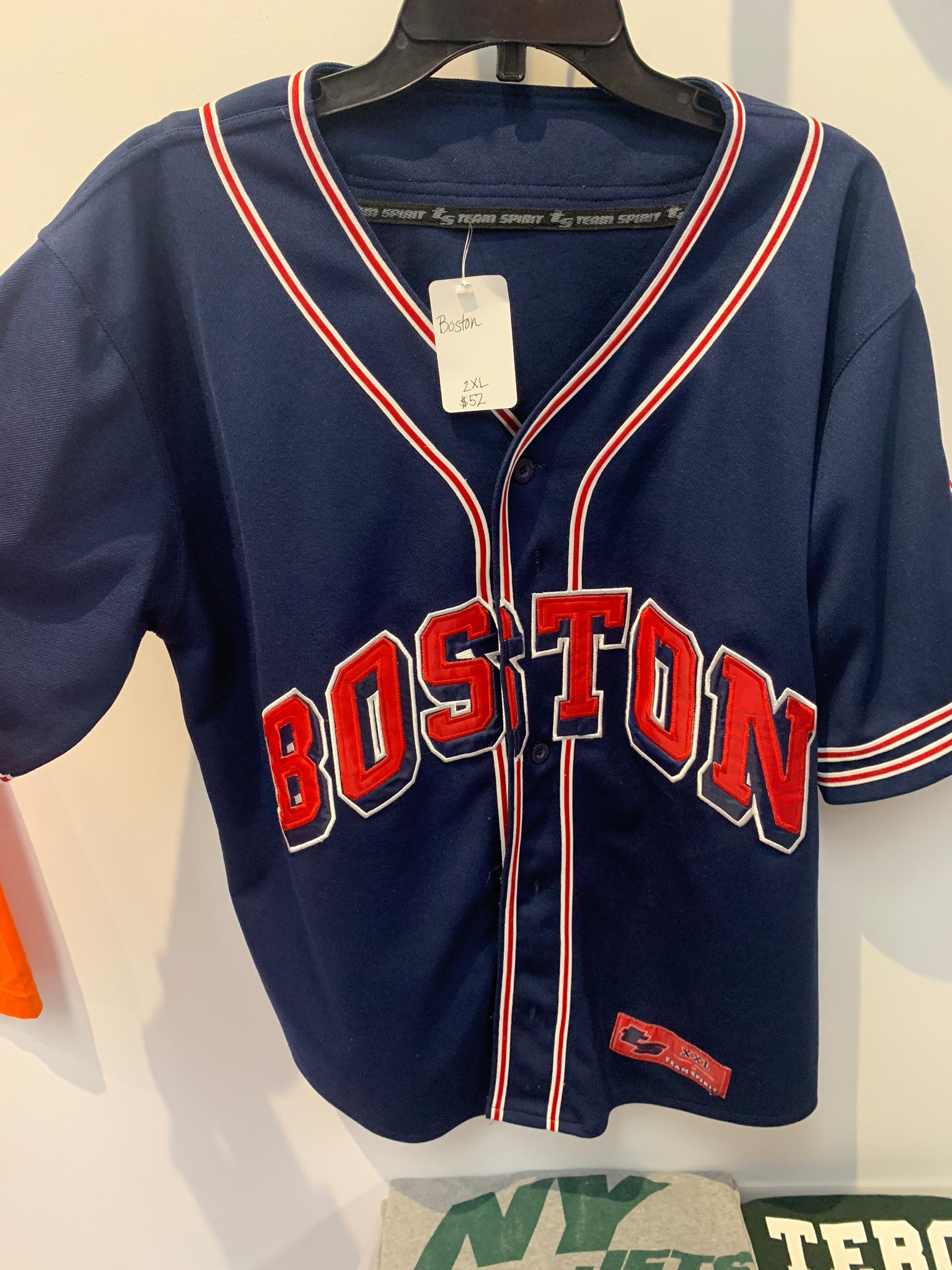 Navy Blue Boston Red Sox Jersey with Red lettering. Size 2XL