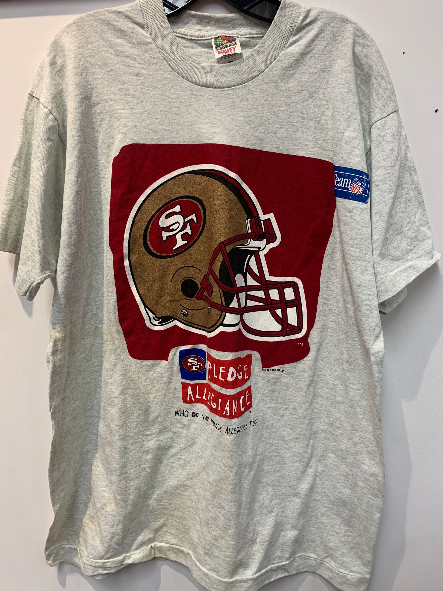 San Francisco NFL '49ers Shirt Grey Pledge Allegiance Size XL