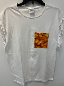 Custom Katsumma Fringe Orange Pocket T-Shirt, size M.