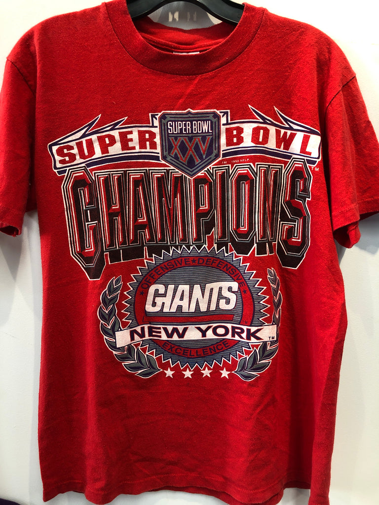 Stedman Vintage NY Giants Super Bowl XXV T-Shirt, Size S. Made in USA.