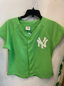 made in use yankees lime green majestic women's jersey size m