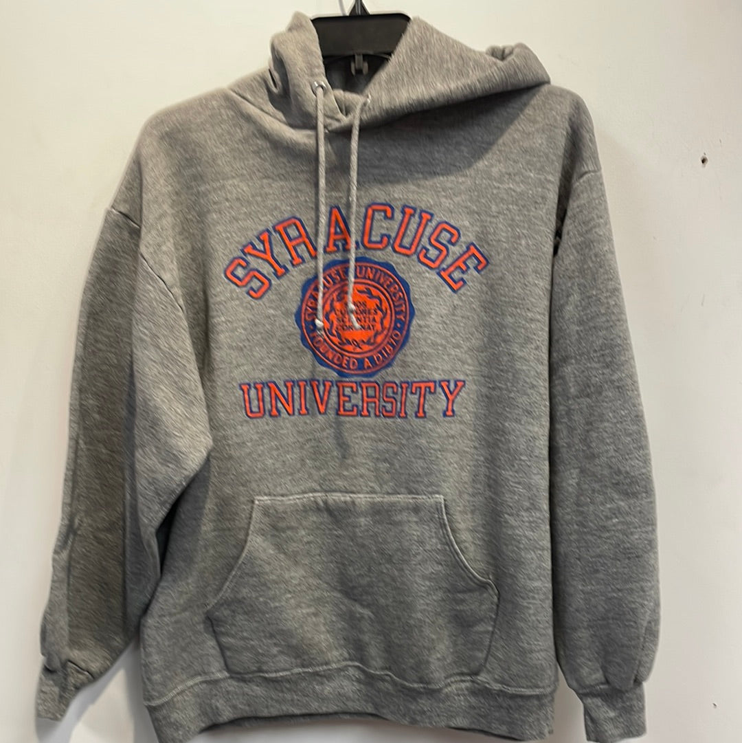 Vintage Gray Syracuse Hoodie Sweatshirt with Seal XL SS806