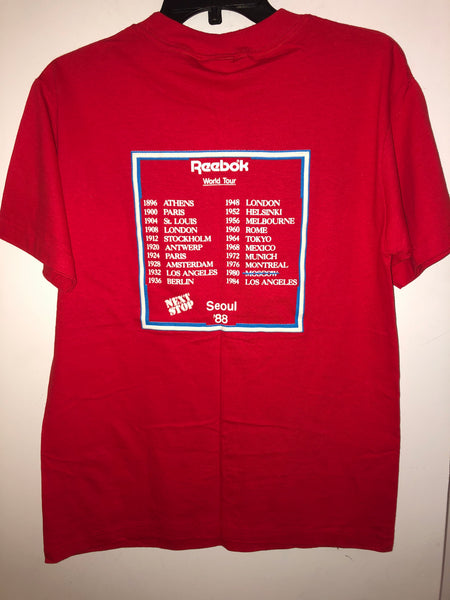 Deadstock Vintage 1988 Reebok World Tour Olympics T Shirt Fits a Medium Made in USA