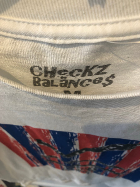 Checkz and Balances original Art Red, White and Blue T Shirt 100% Cotton