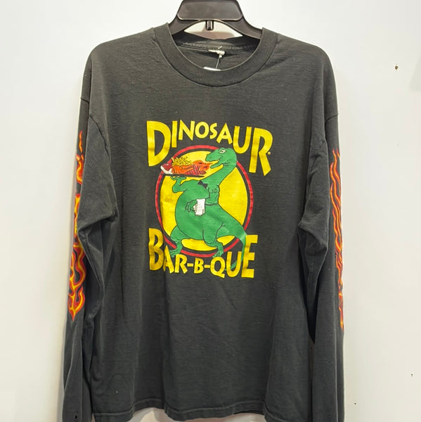 Long Sleeve Dinosaur BBQ T Shirt w/ Flames Large