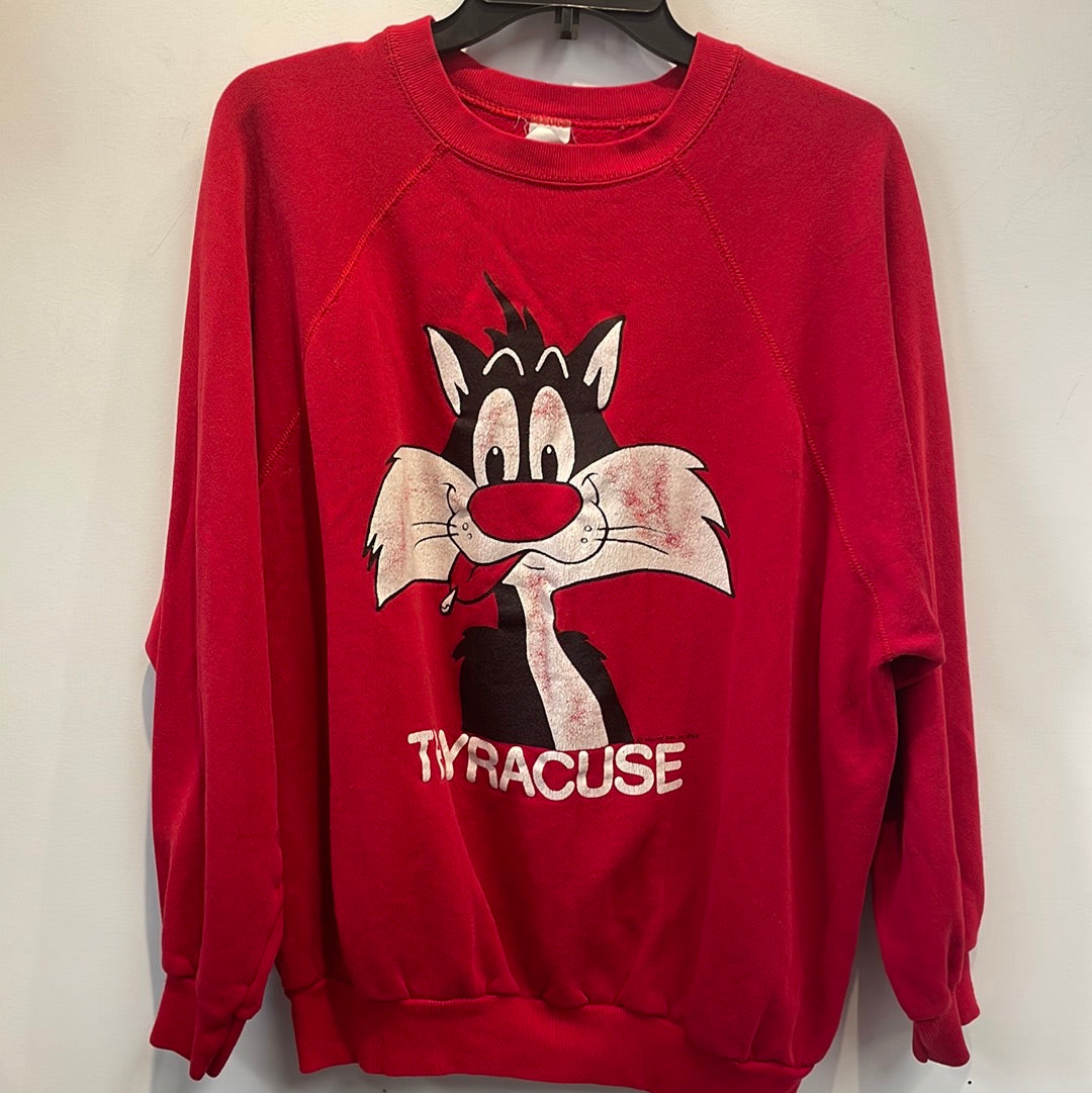 Vintage Red Sylvester Thyracuse Looney Tunes Crewneck Sweatshirt Medium SS711
