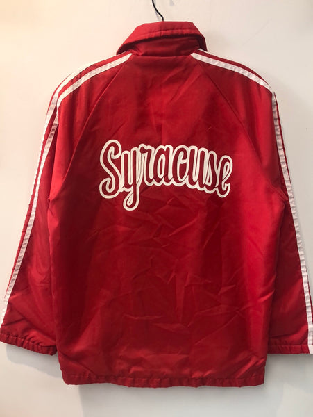 Rare Vintage Red Nylon Script Cursive Syracuse Jacket XS/Small J15