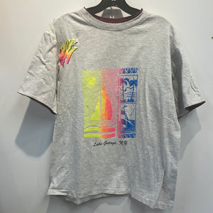 Vintage Neon Lake George T Shirt Medium