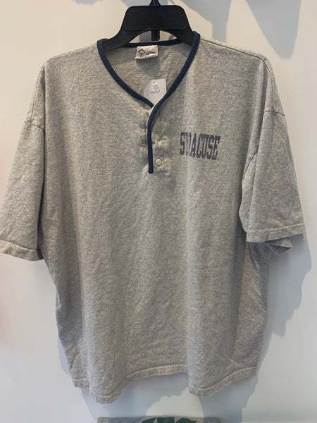 Vintage Heather Gray Syracuse Henley 2XL Made in USA. TS68