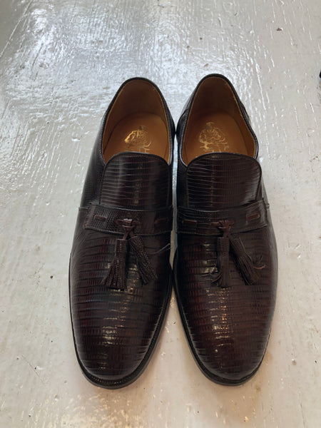 Unworn from 1970's Nettleton Genuine Lizard Skin Shoes with Tassle 7.5 D Made in Syracuse, NY USA