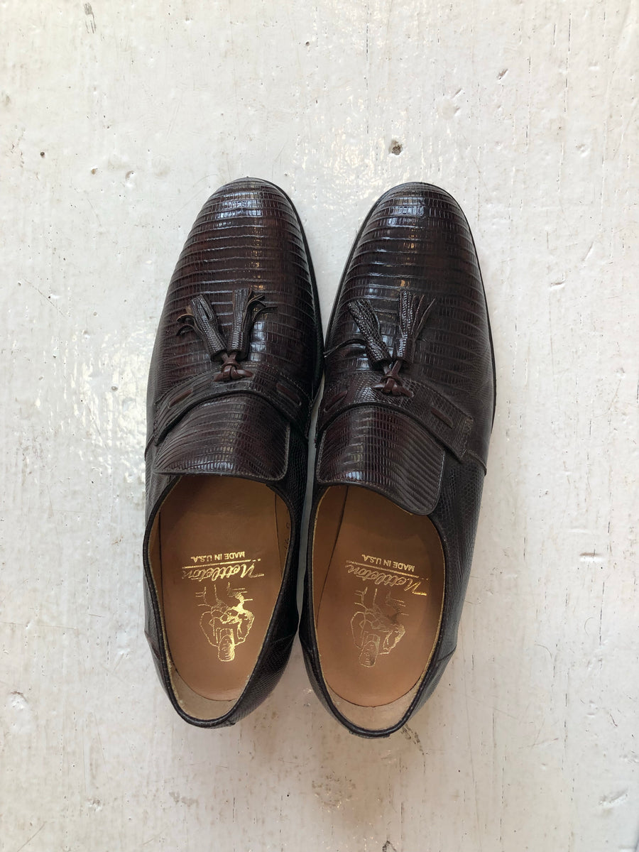 Unworn from 1970's Nettleton Genuine Lizard Skin Shoes with Tassle 7.5 ...