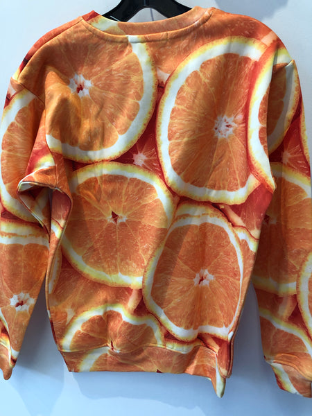 Long Sleeve Oranges All Over Sublimation Print Sweatshirt