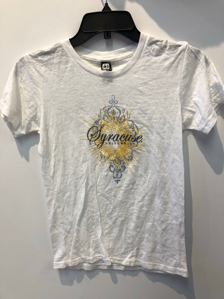 White Burnout Syracuse University T Shirt Made in USA