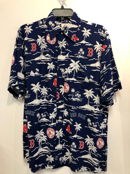 Reyn Spooner Boston Red Sox Button Front 100% Rayon Hawaiian Shirt
